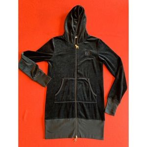 Max Sport black velvet long zipper hoodie, M